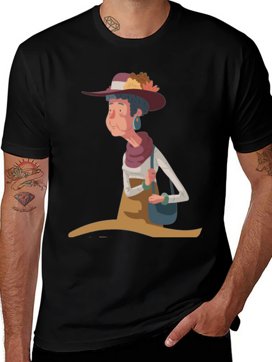 Whimsical Granny Cartoon Graphic Tee