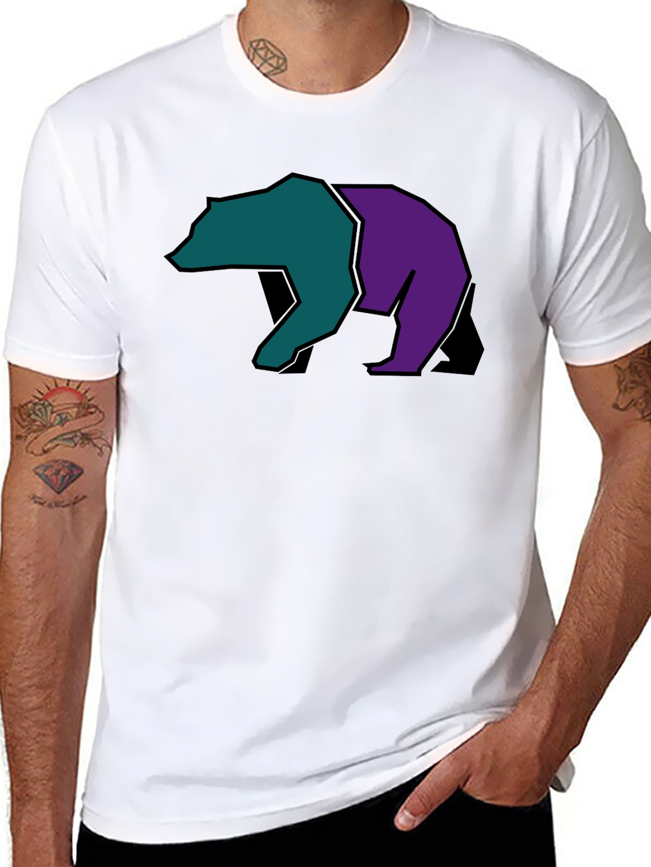 Abstract Bear Graphic Black Tee