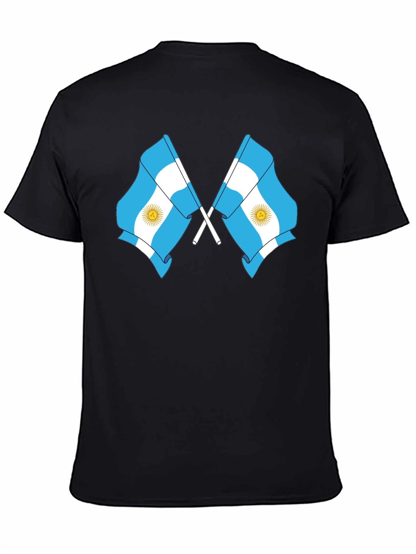 Argentina Flag Graphic Tee - Black Cotton Blend