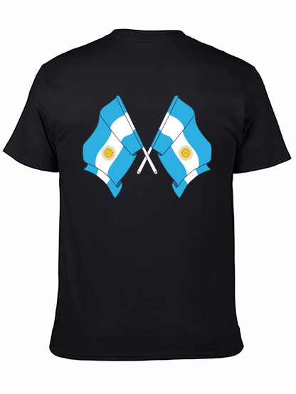 Argentina Flag Graphic Tee - Black Cotton Blend