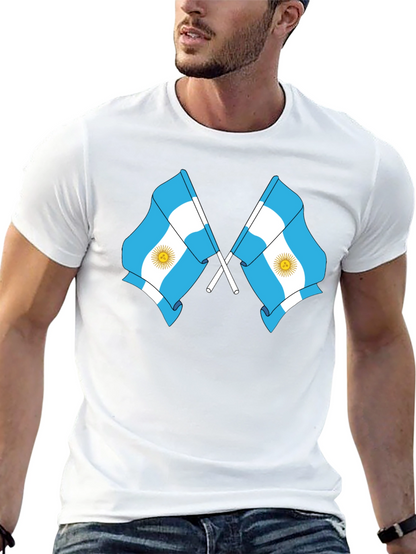 Argentina Flag Graphic Tee - Black Cotton Blend