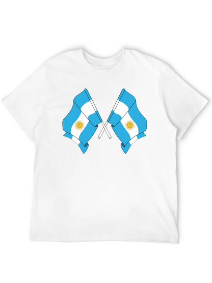 Argentina Flag Graphic Tee - Black Cotton Blend