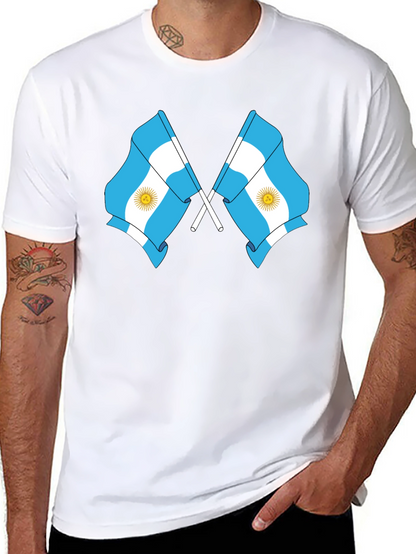 Argentina Flag Graphic Tee - Black Cotton Blend