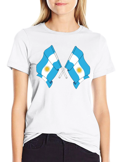 Argentina Flag Graphic Tee - Black Cotton Blend
