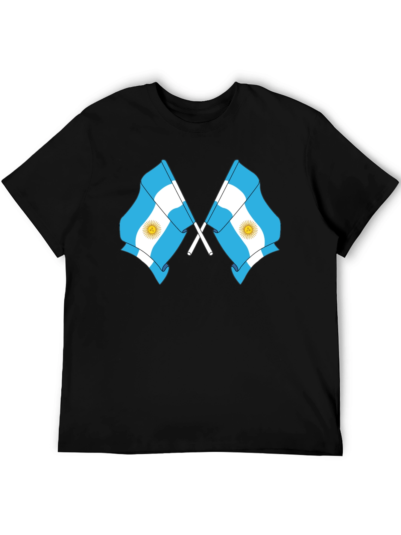 Argentina Flag Graphic Tee - Black Cotton Blend
