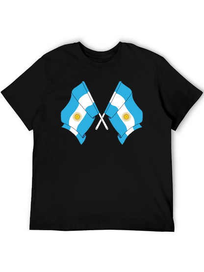 Argentina Flag Graphic Tee - Black Cotton Blend