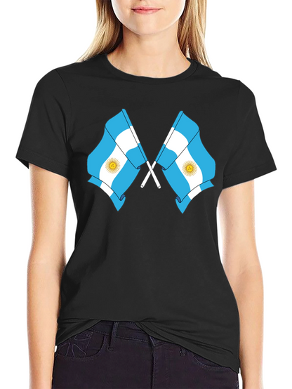 Argentina Flag Graphic Tee - Black Cotton Blend