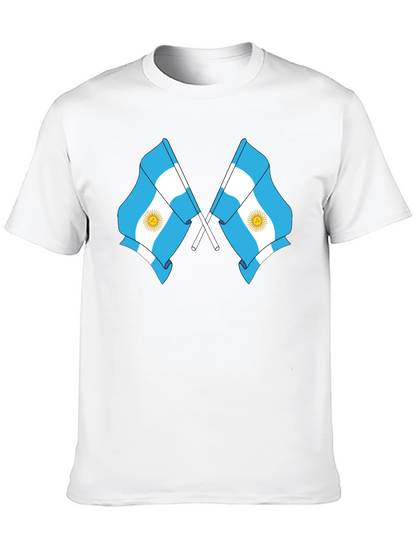 Argentina Flag Graphic Tee - Black Cotton Blend