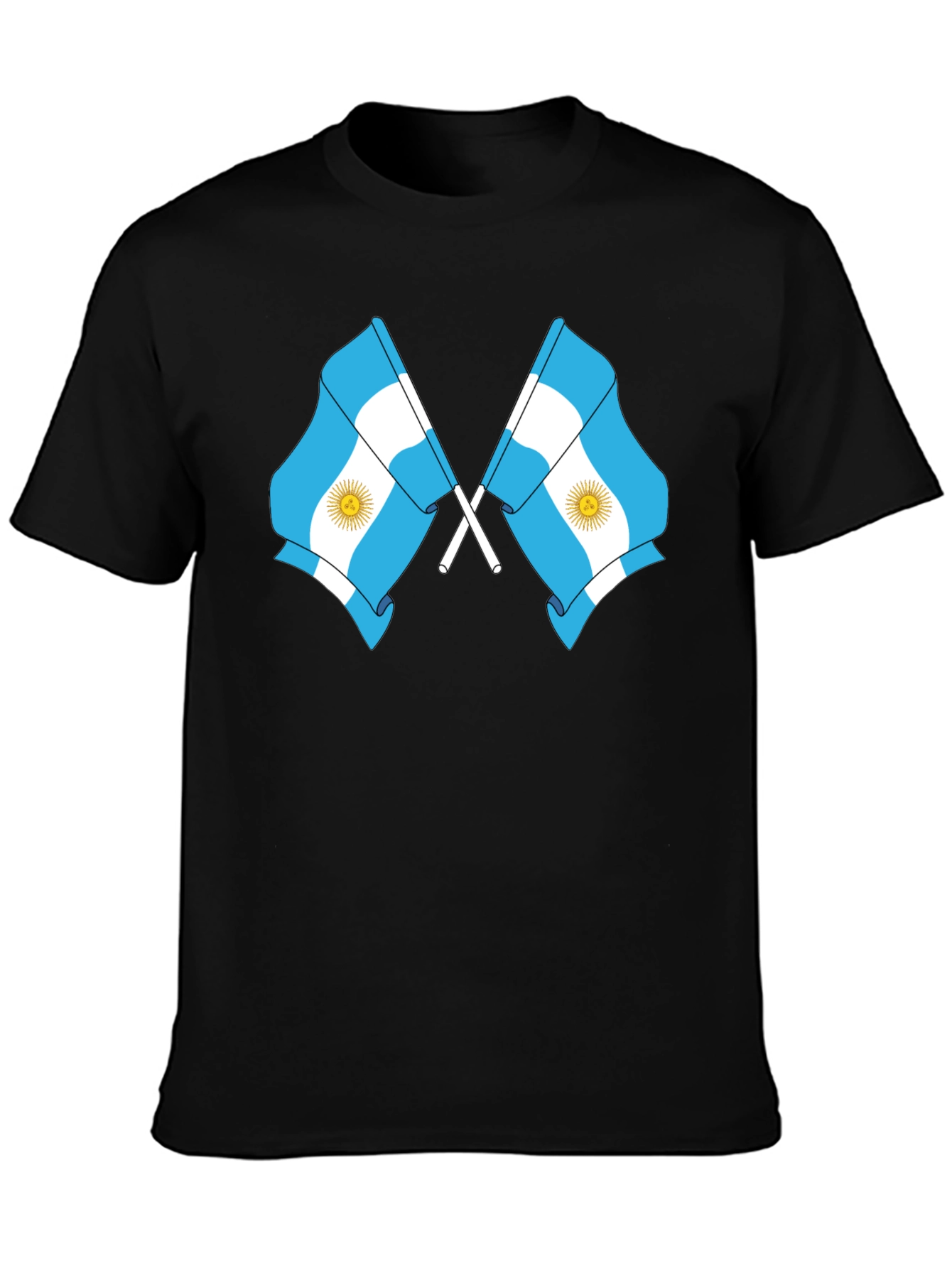 Argentina Flag Graphic Tee - Black Cotton Blend