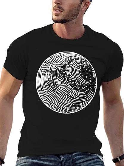 Abstract Circle Graphic Print Black T-Shirt