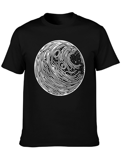 Abstract Circle Graphic Print Black T-Shirt