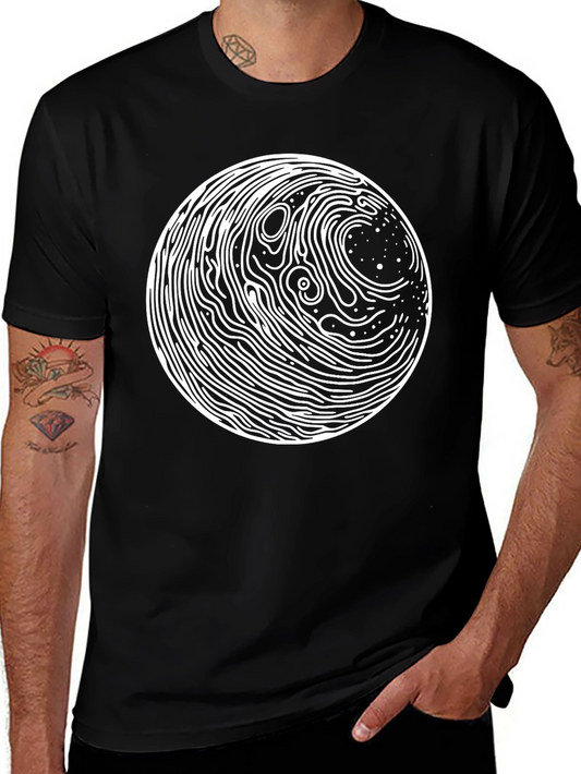 Abstract Circle Graphic Print Black T-Shirt