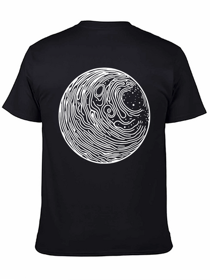 Abstract Circle Graphic Print Black T-Shirt