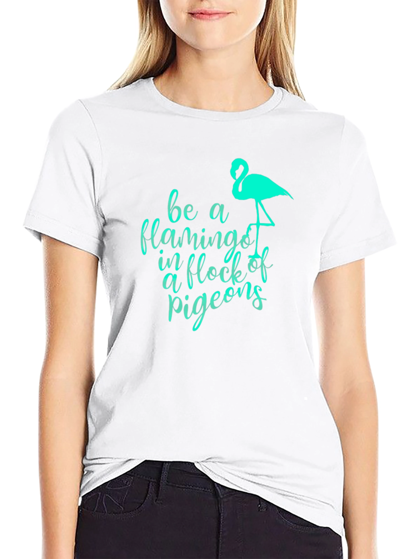 Be a Flamingo Black Graphic Tee