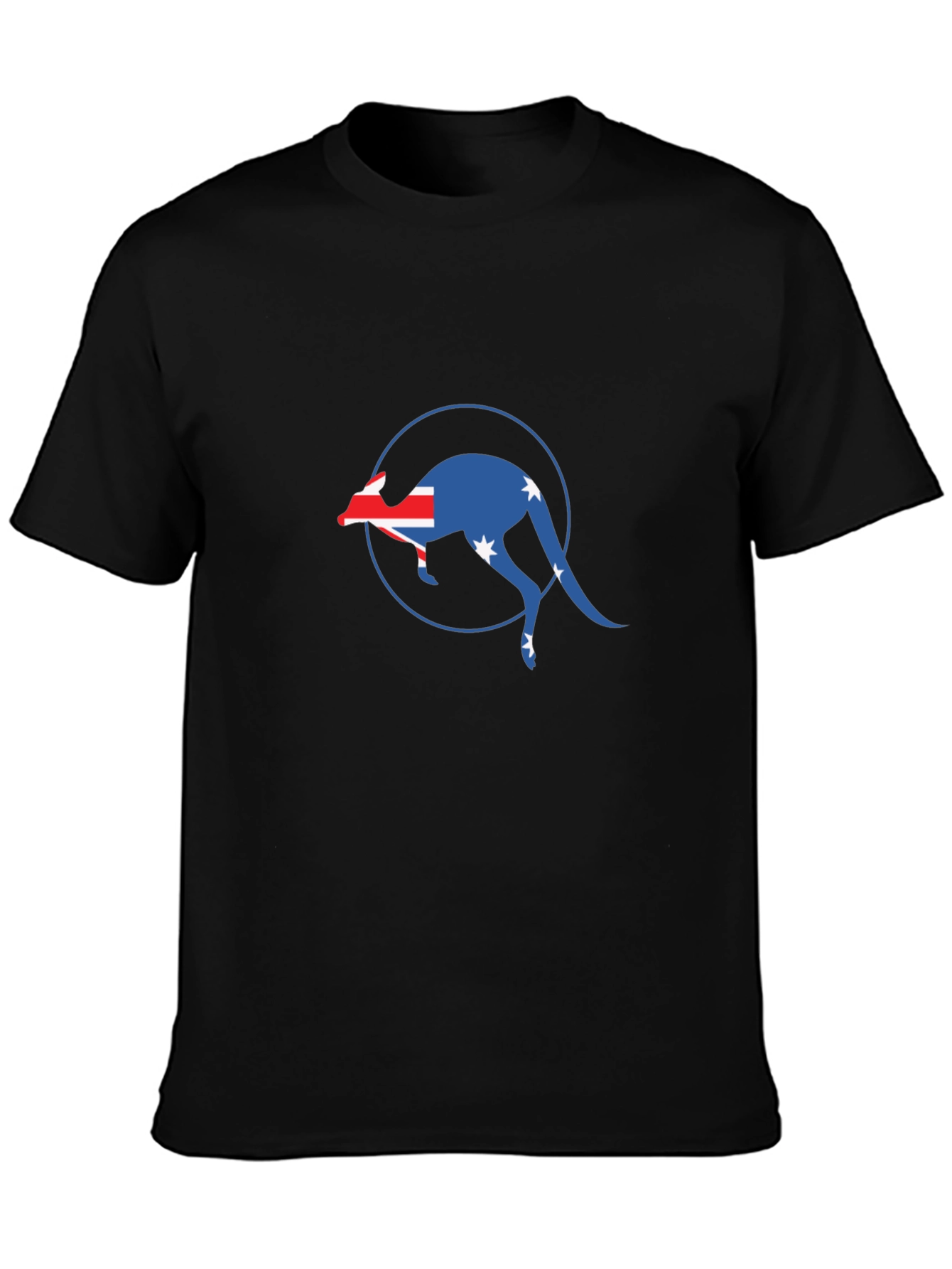 Australian Flag Kangaroo Black T-Shirt