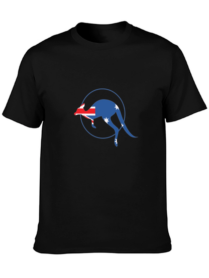 Australian Flag Kangaroo Black T-Shirt