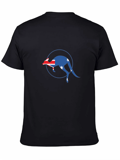 Australian Flag Kangaroo Black T-Shirt