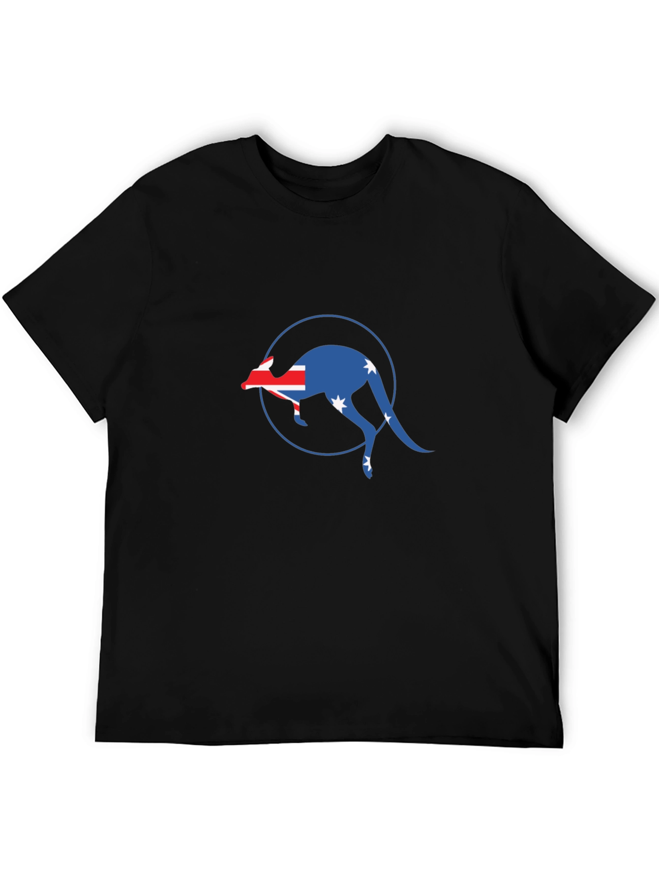 Australian Flag Kangaroo Black T-Shirt