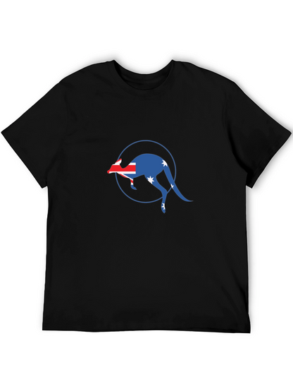 Australian Flag Kangaroo Black T-Shirt