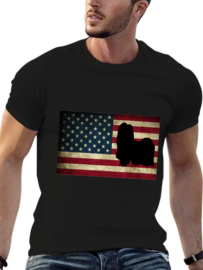 American Flag Lhasa Apso T-Shirt