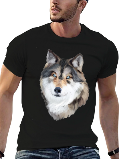 Wolf Graphic Print Black T-Shirt for Men