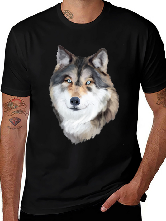 Wolf Graphic Print Black T-Shirt for Men