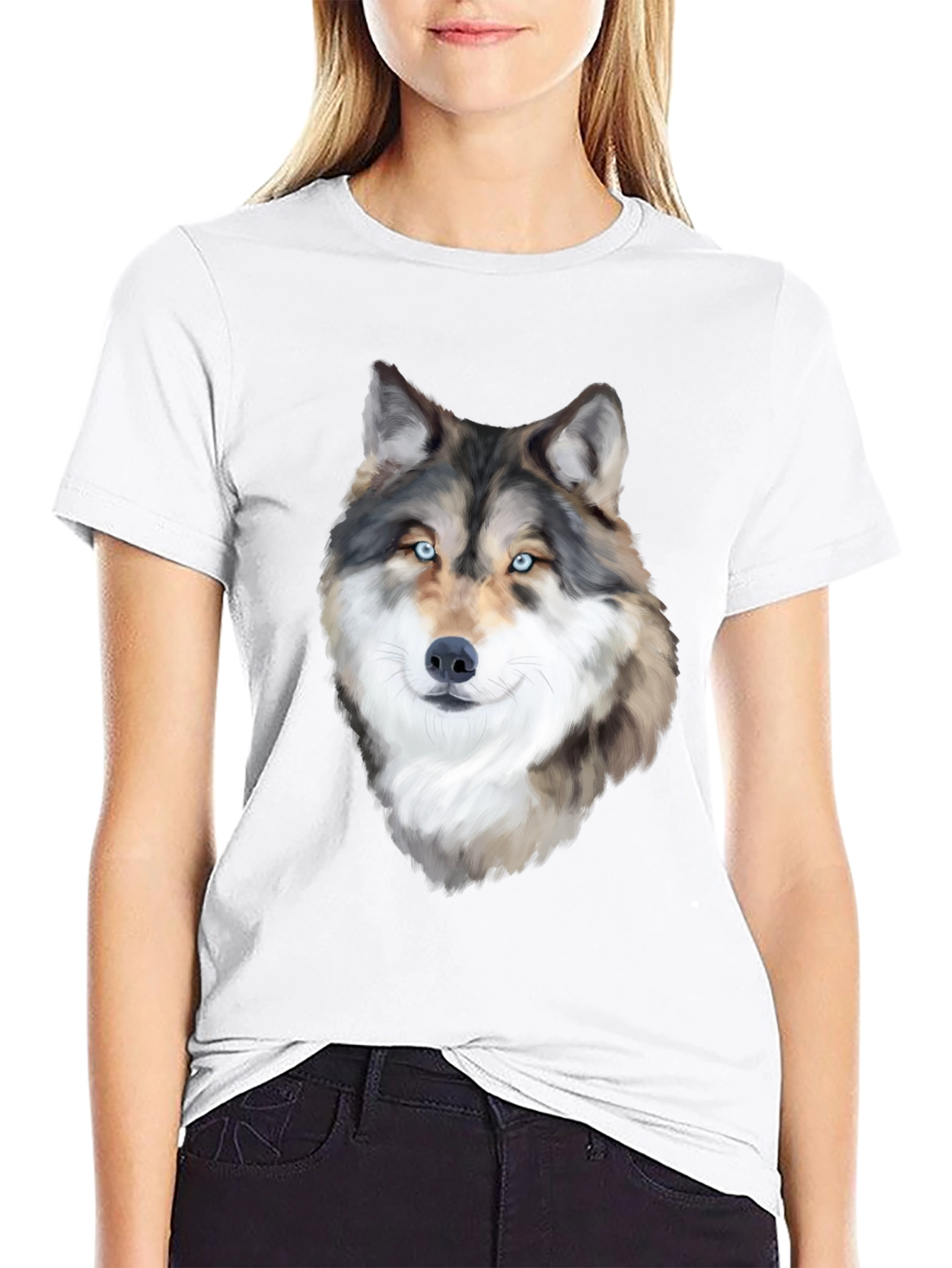 Wolf Graphic Print Black T-Shirt for Men
