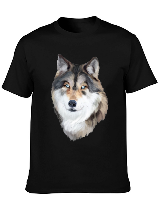 Wolf Graphic Print Black T-Shirt for Men
