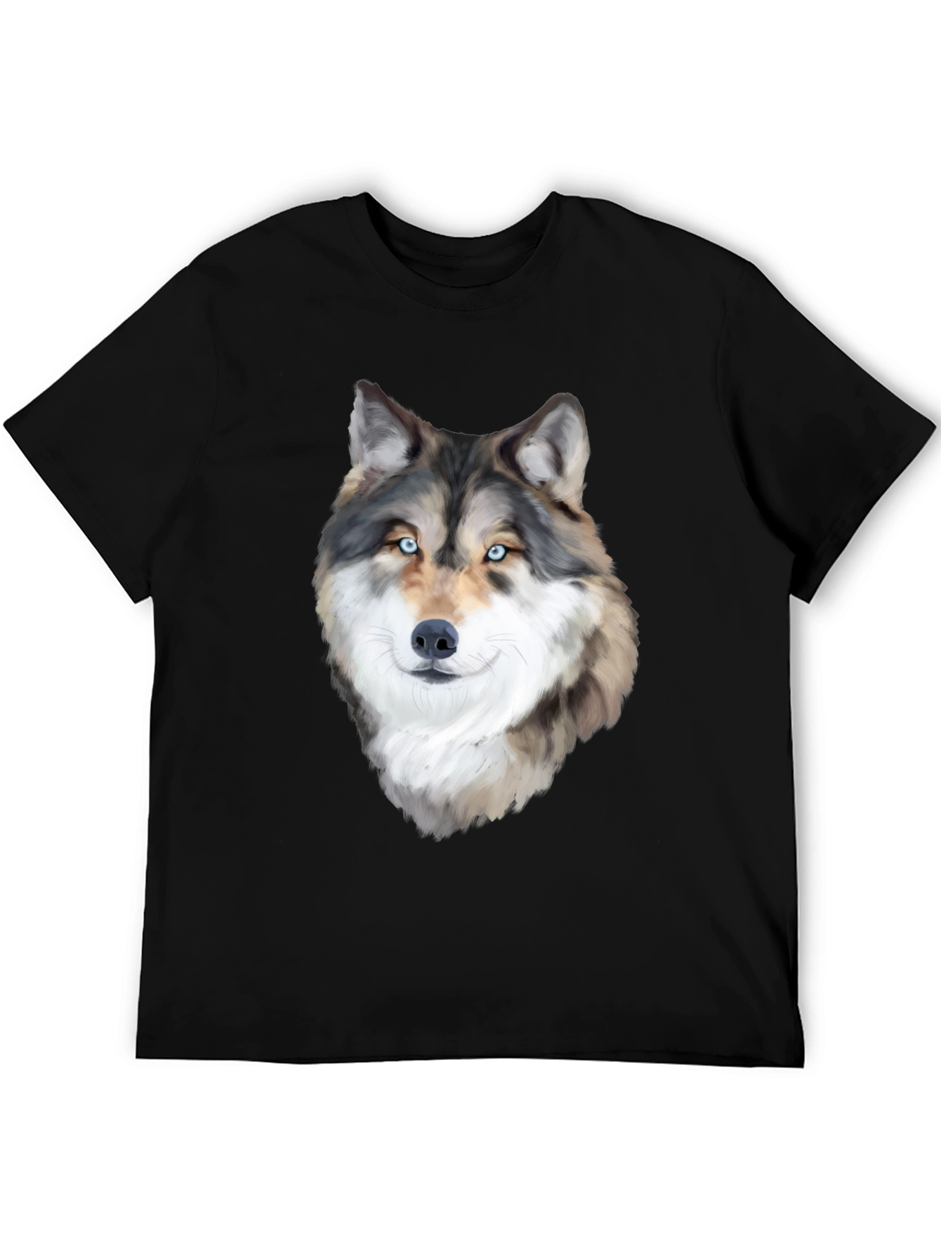 Wolf Graphic Print Black T-Shirt for Men