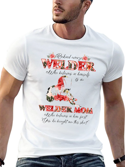 Welder Mom Floral Graphic T-Shirt - Black