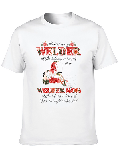 Welder Mom Floral Graphic T-Shirt - Black