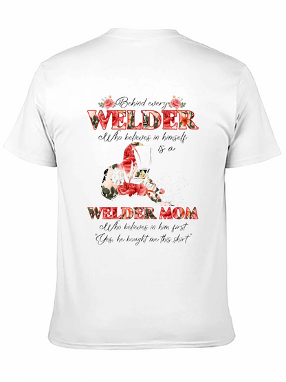 Welder Mom Floral Graphic T-Shirt - Black