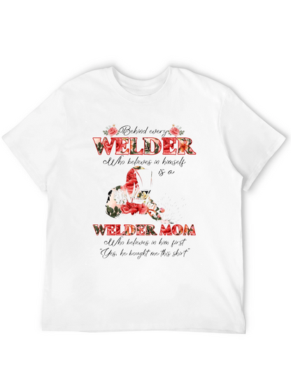 Welder Mom Floral Graphic T-Shirt - Black
