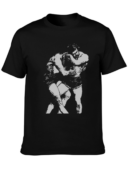 Wrestling Graphic Tee - Black Cotton