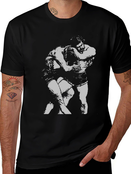 Wrestling Graphic Tee - Black Cotton