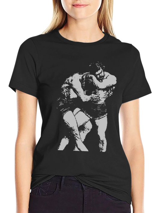 Wrestling Graphic Tee - Black Cotton