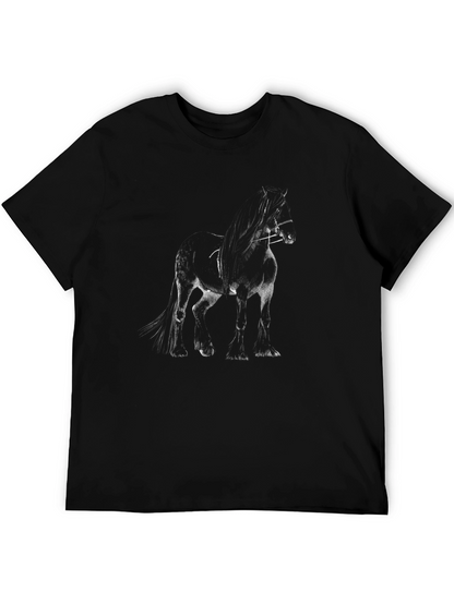 Black Horse Graphic Tee - Stylish Mens T-Shirt