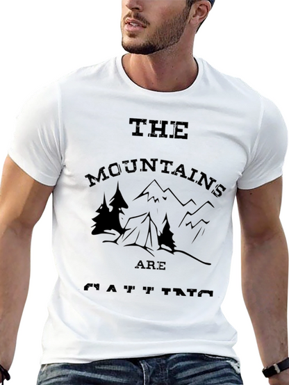 The Mountains Are Calling Black Graphic T-Shirt