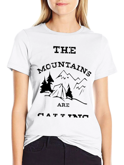 The Mountains Are Calling Black Graphic T-Shirt
