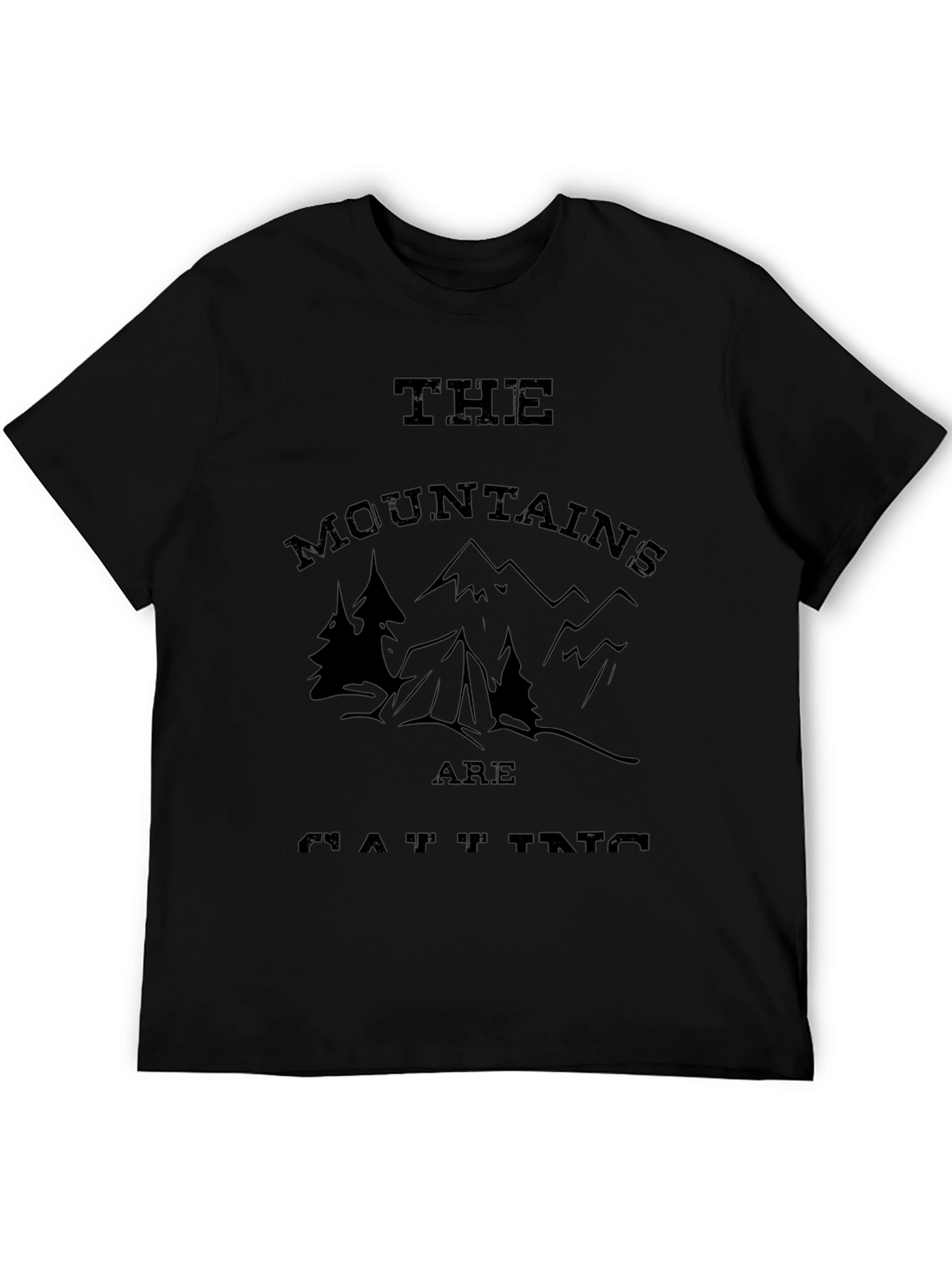 The Mountains Are Calling Black Graphic T-Shirt