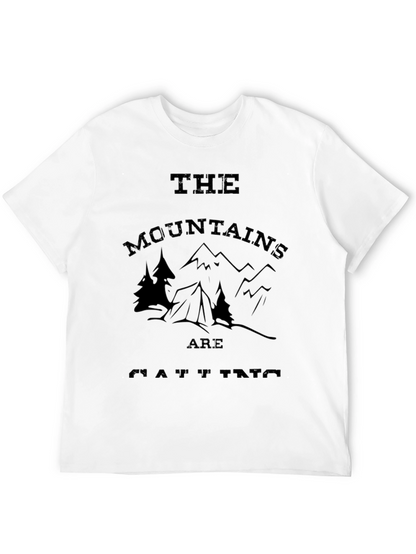 The Mountains Are Calling Black Graphic T-Shirt