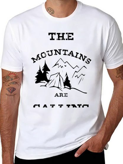 The Mountains Are Calling Black Graphic T-Shirt