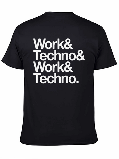 Work & Techno Graphic Print Crew Neck T-Shirt