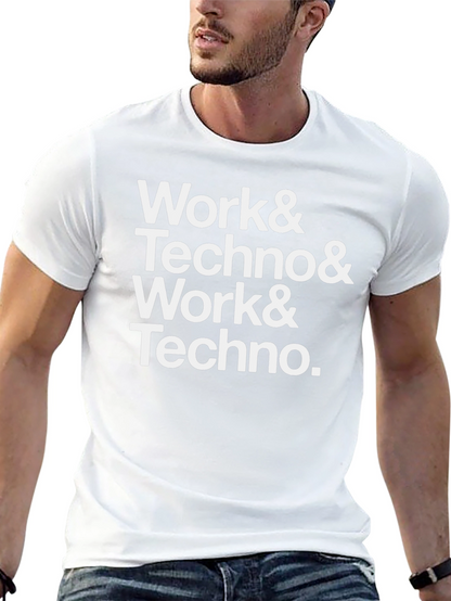 Work & Techno Graphic Print Crew Neck T-Shirt