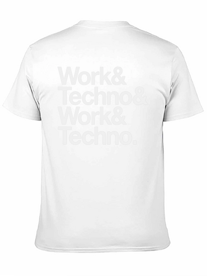 Work & Techno Graphic Print Crew Neck T-Shirt