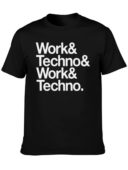 Work & Techno Graphic Print Crew Neck T-Shirt