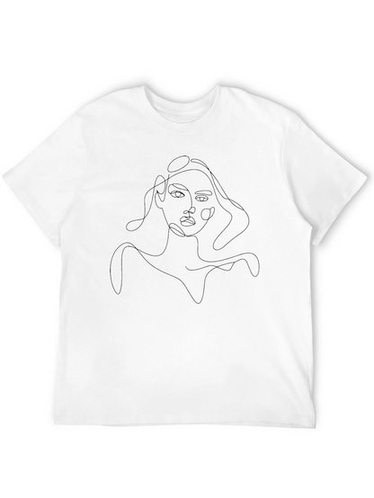 Abstract Woman Line Art Black T-Shirt