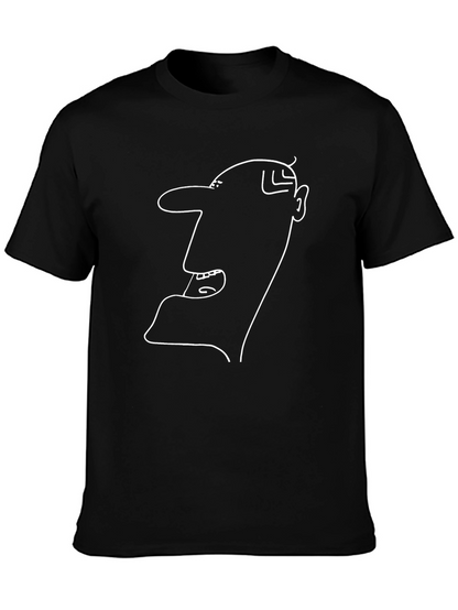 Abstract Face Outline Black T-Shirt