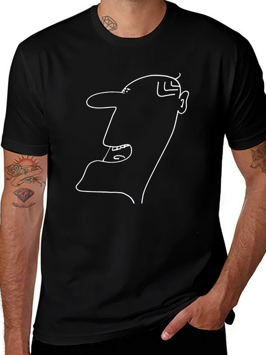 Abstract Face Outline Black T-Shirt