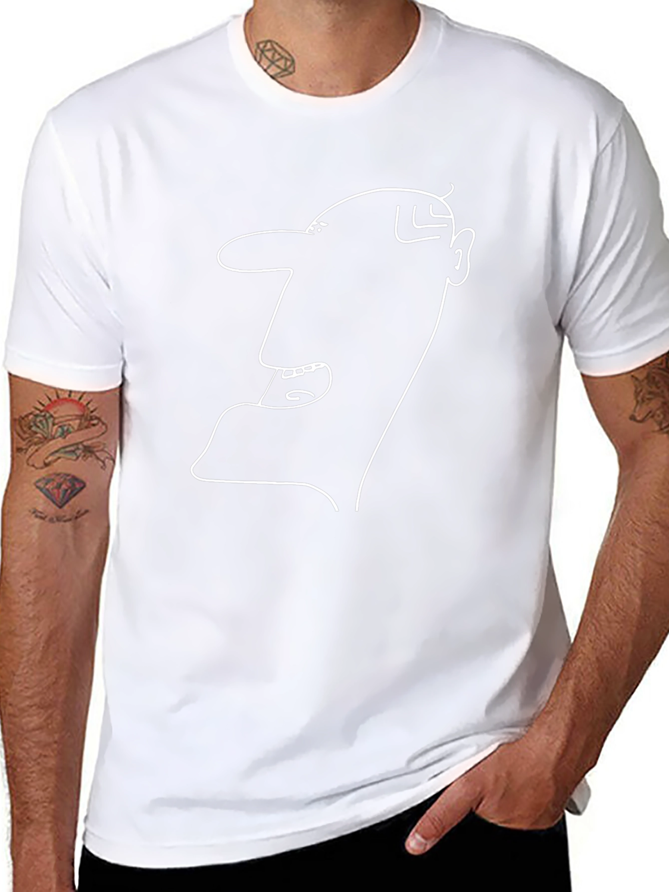 Abstract Face Outline Black T-Shirt